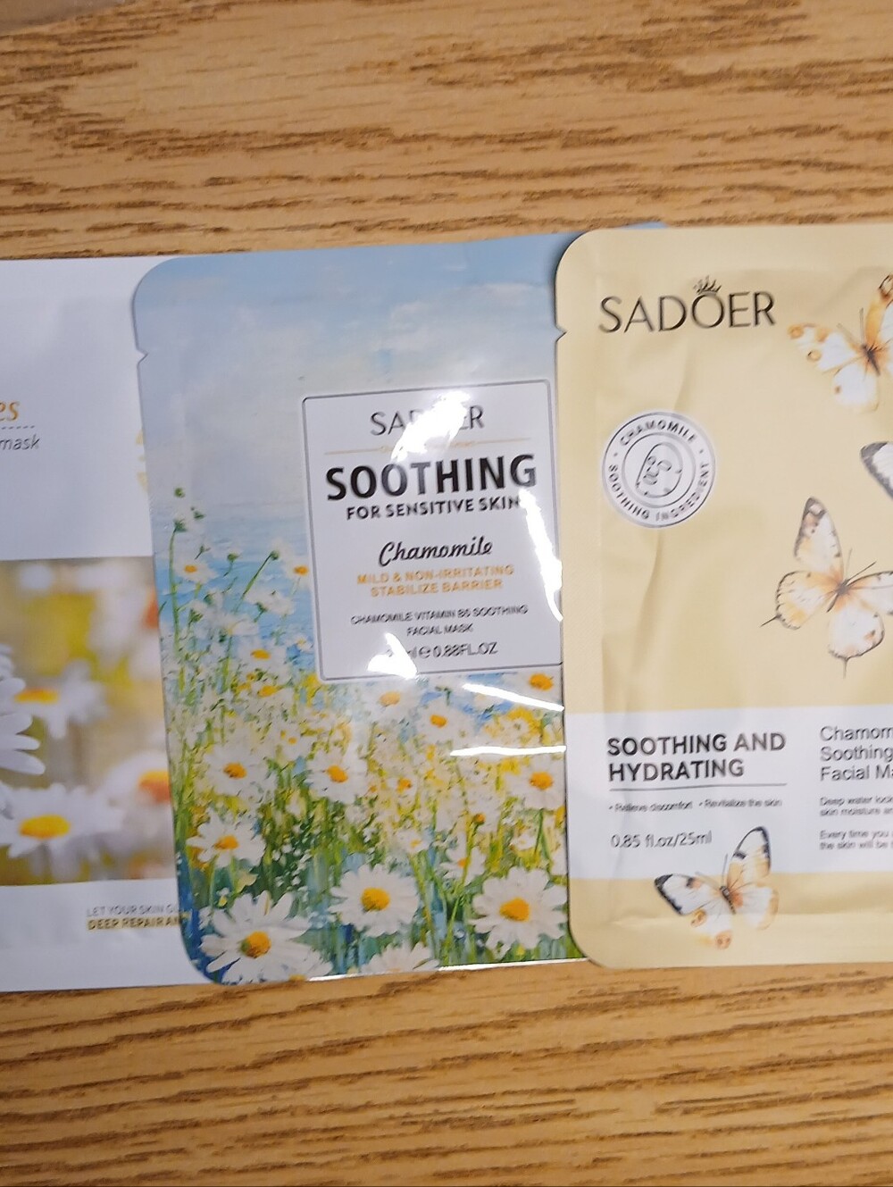 NWOT 6PC Chamomile Mask Bundle 3 Facial/1 Lip/1 Sleep/ Spa Headband